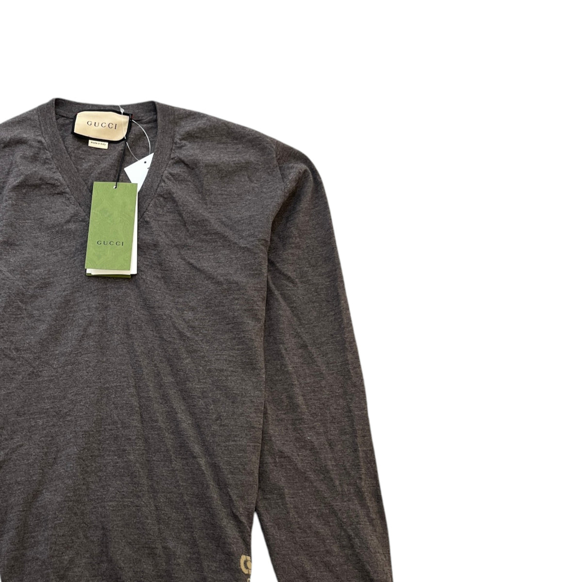 Men's V Neck Logo Sweatshirt Brown Size L - Photo 3
