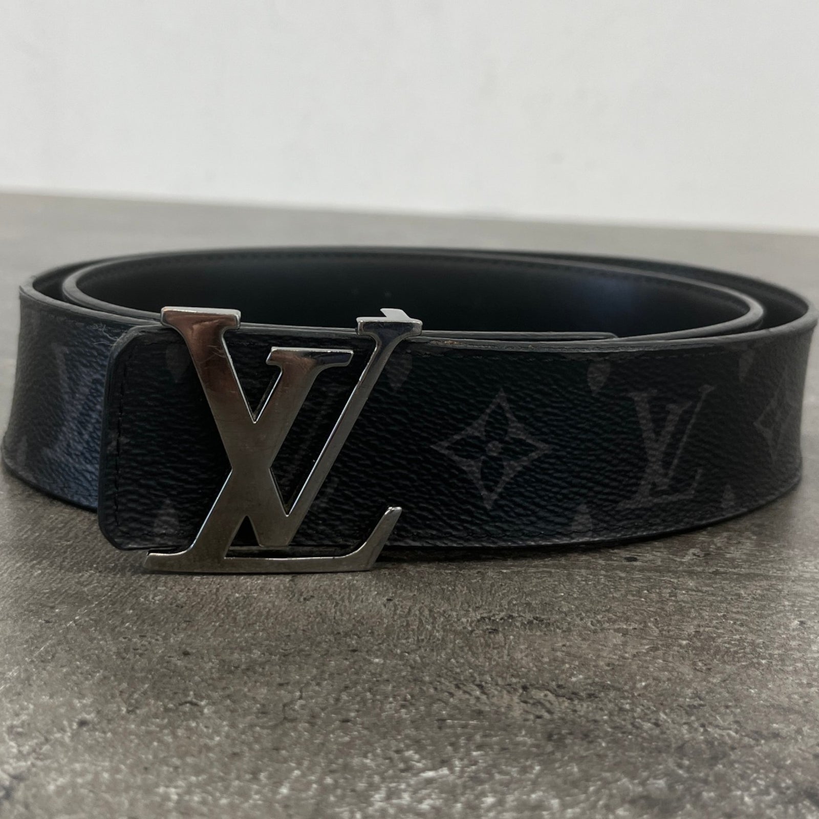 Men's Lv Initials Belt Black Size Waist 36" - Photo 8