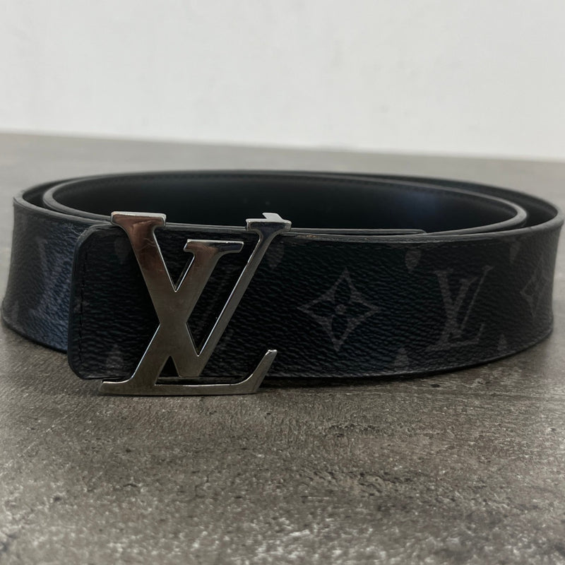 Men's Lv Initials Belt Black Size Waist 36"