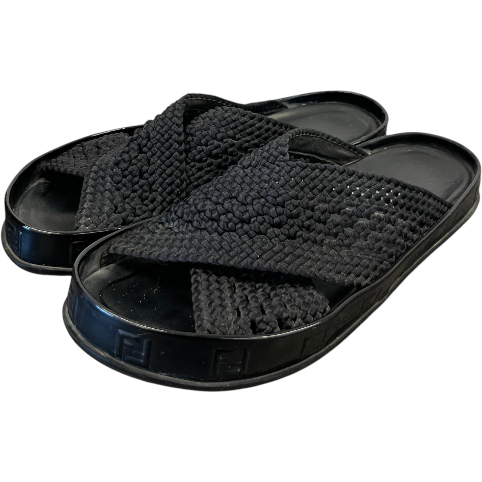 Women's Ff Rafia Sandals Black Size EU 38 / UK 5 - Photo 9