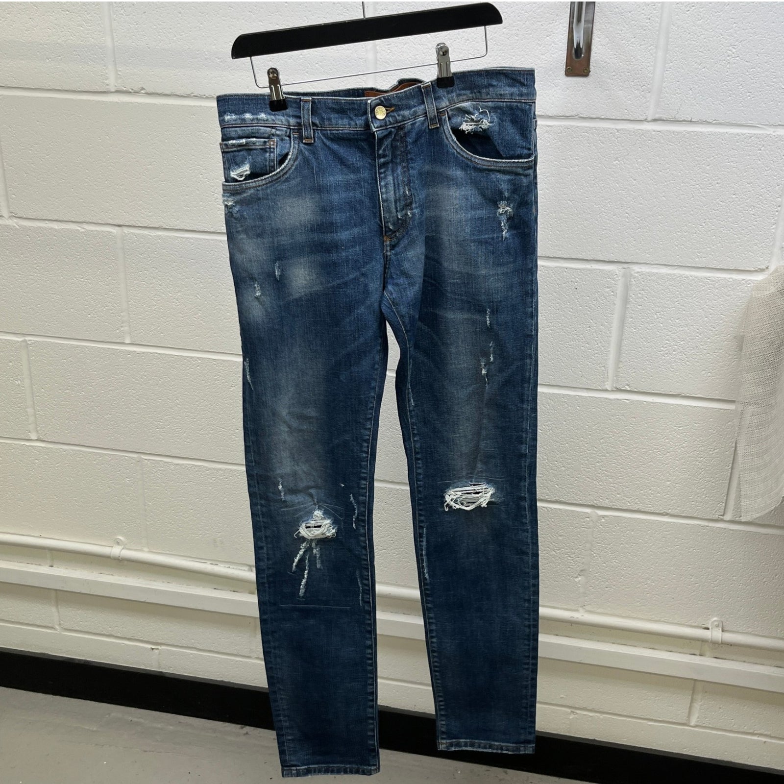 Men's Distressed Jeans Blue Size XL / W36 - Photo 11