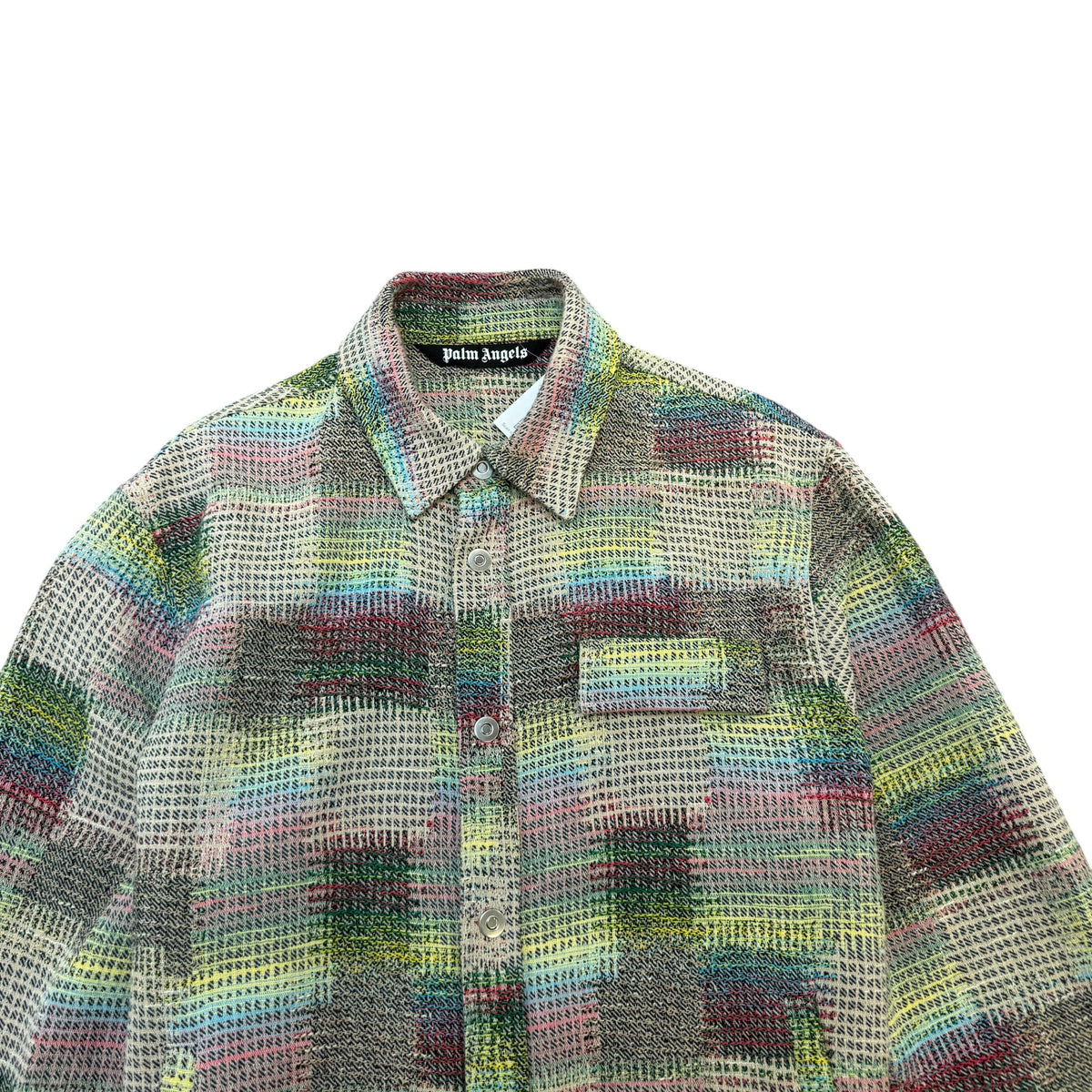 Men's Jacquard Logo Print OverShirt Multi-Coloured Size L - Photo 3
