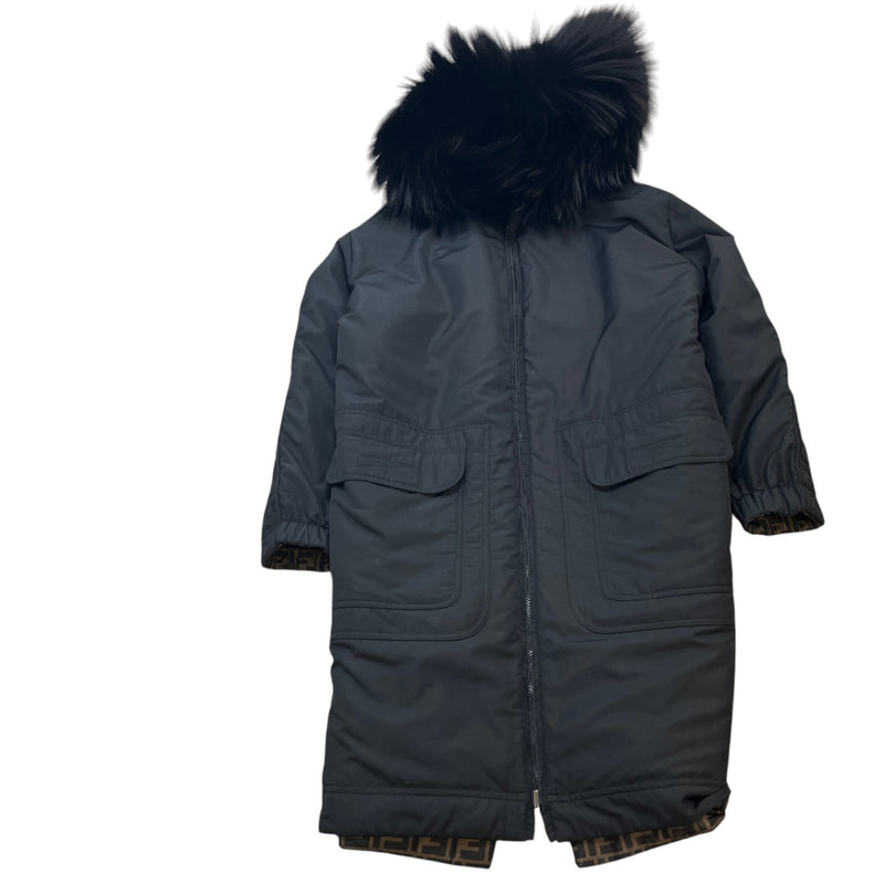 Women's Reversible Ff Zucca Faux Fur Down Jacket Brown Size XS
