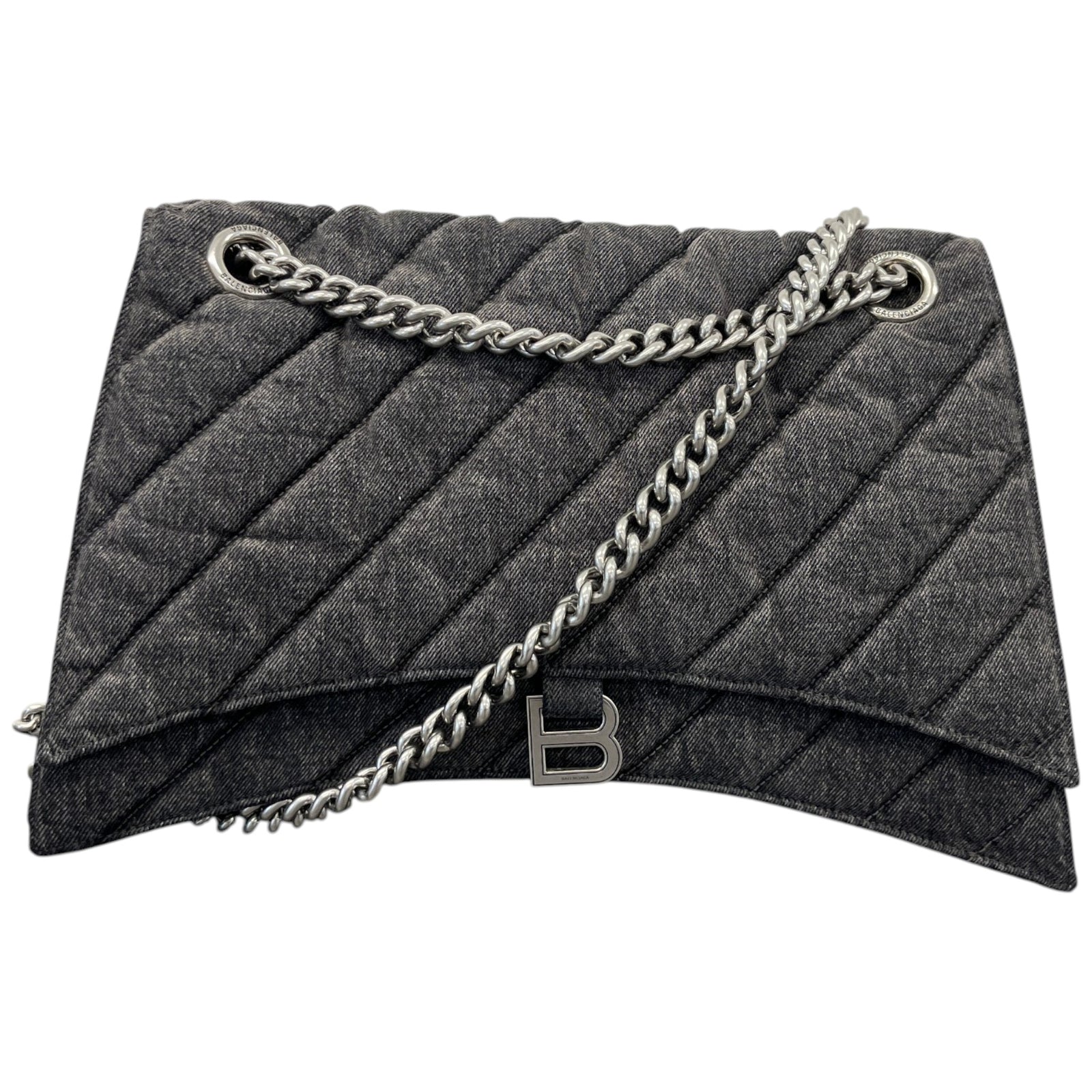 Women's Crush Large Chain Quilted Denim Bag Charcoal - Photo 1