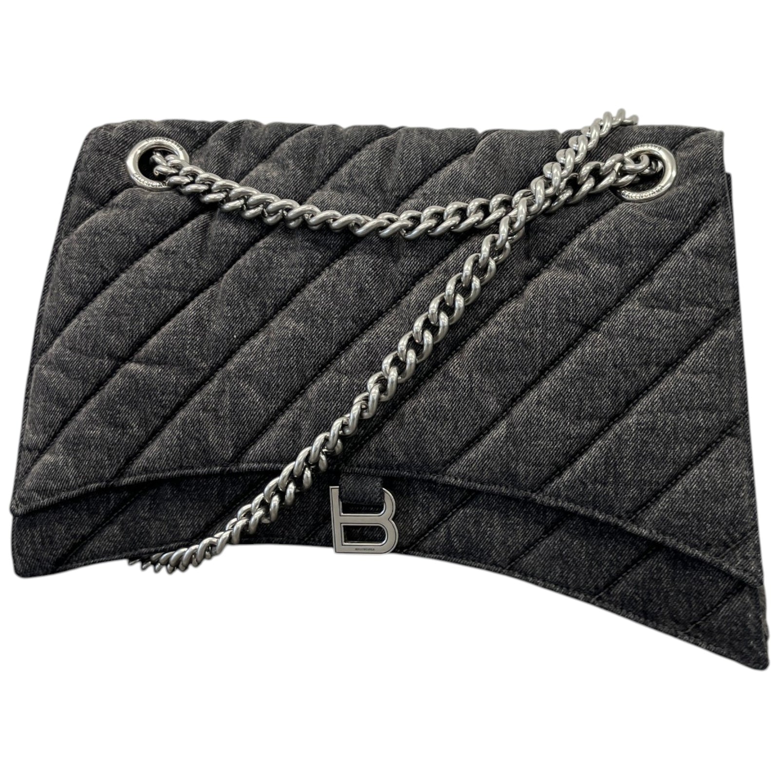 Women's Crush Large Chain Quilted Denim Bag Charcoal - Photo 5