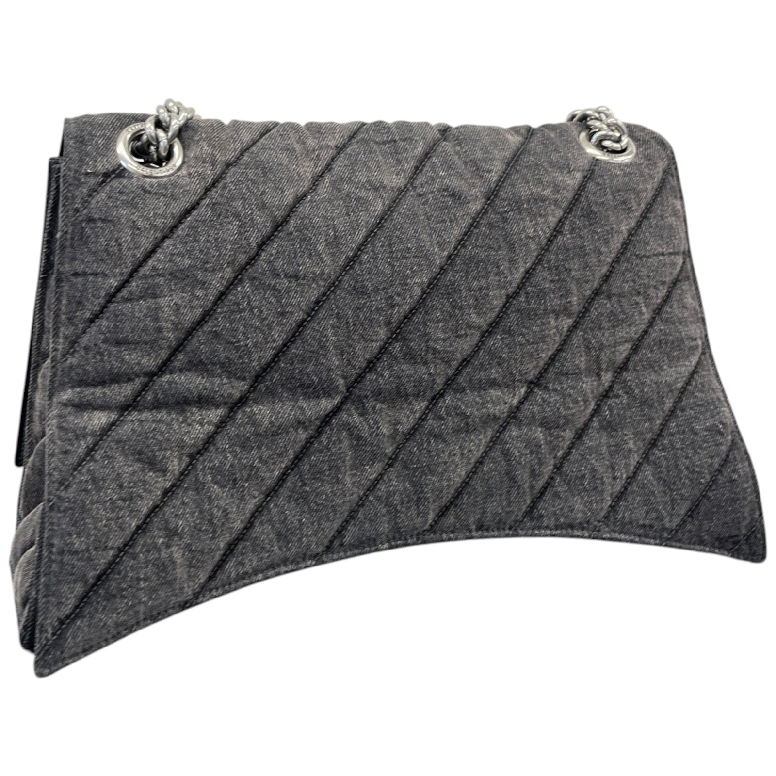 Women's Crush Large Chain Quilted Denim Bag Charcoal - Photo 8