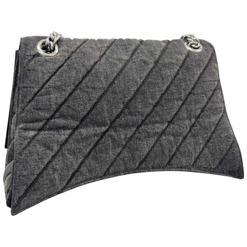 Women's Crush Large Chain Quilted Denim Bag Charcoal
