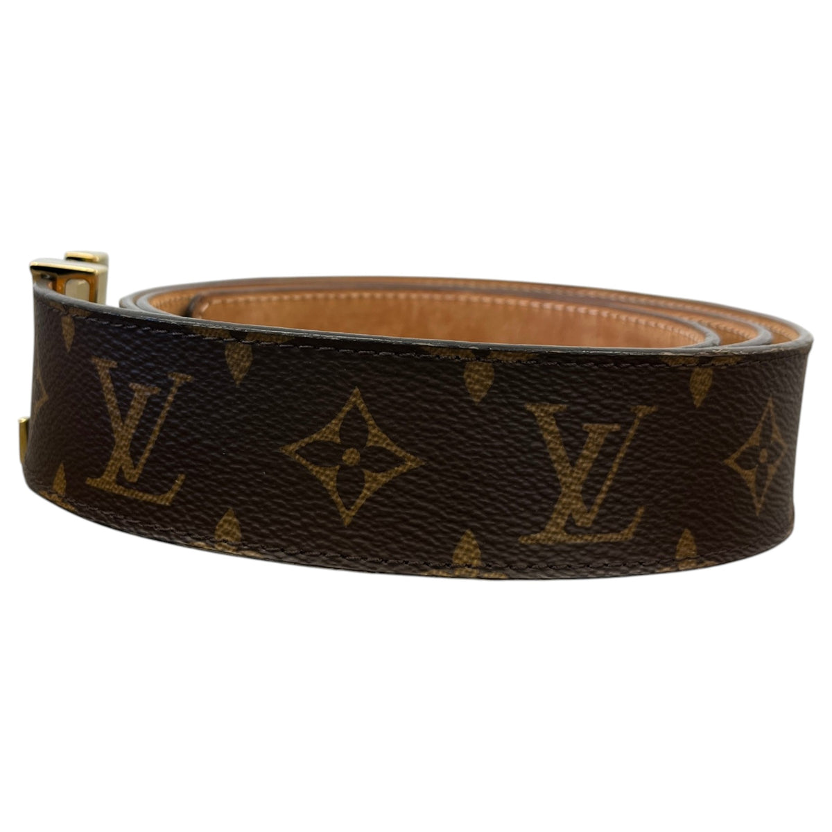 Men's Monogram Logo Belt Brown Size 38" - Photo 4