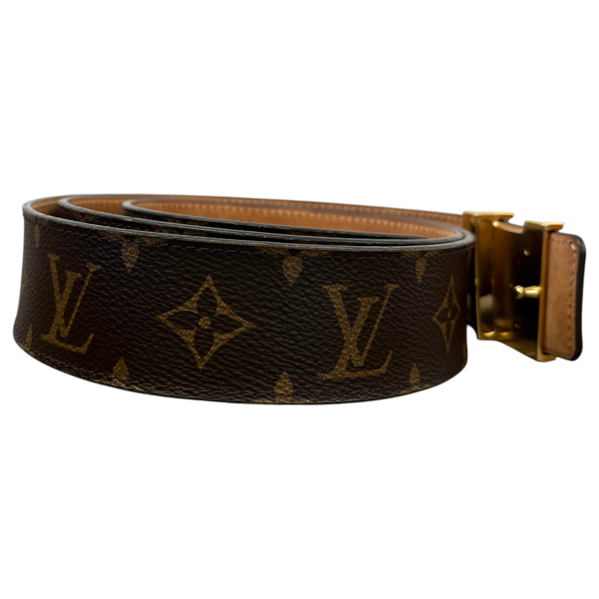 Men's Monogram Logo Belt Brown Size 38" - Photo 3