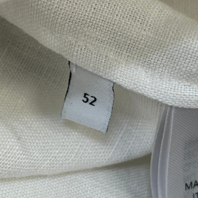Men's Linen Embroidered Detail Short Sleeve Shirt White Size XL