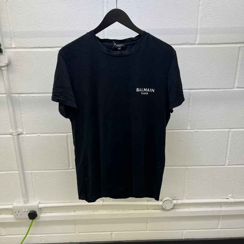 Men's Embroidered Logo T-Shirt Black Size L