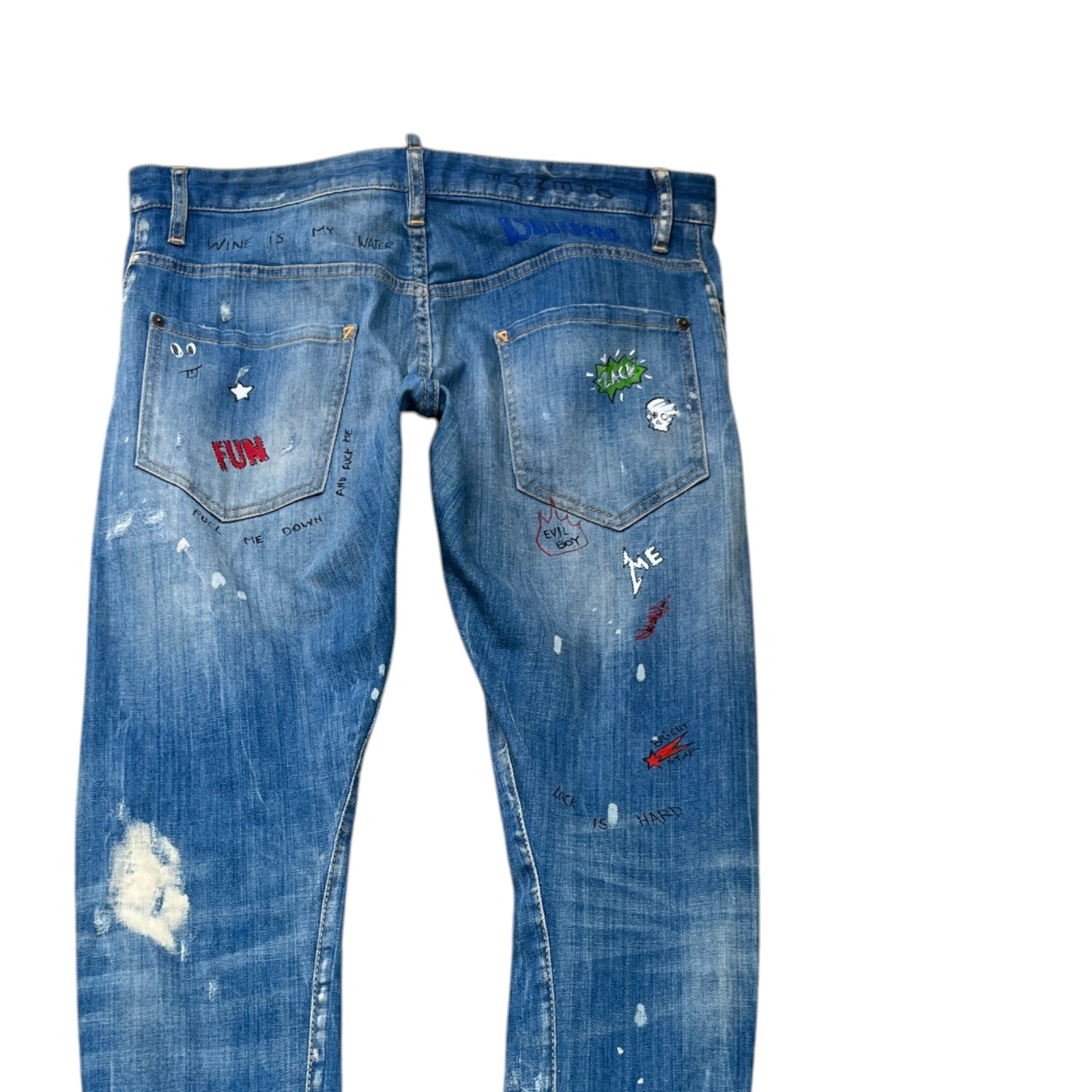 Men's Distressed Doodle Jeans Blue Size L / W34 - Photo 4