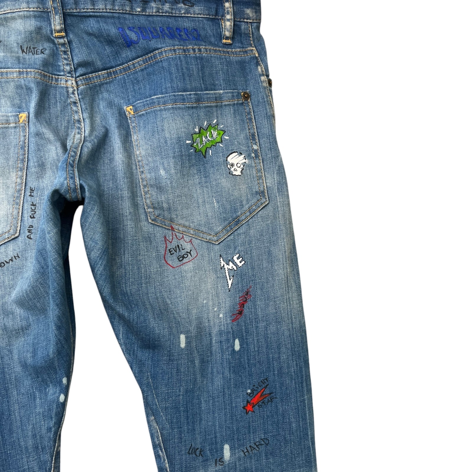 Men's Distressed Doodle Jeans Blue Size L / W34 - Photo 10