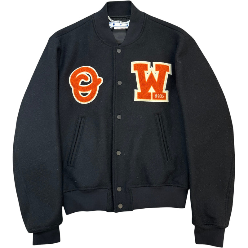 Men's logo patch varsity Jacket Black Size XS