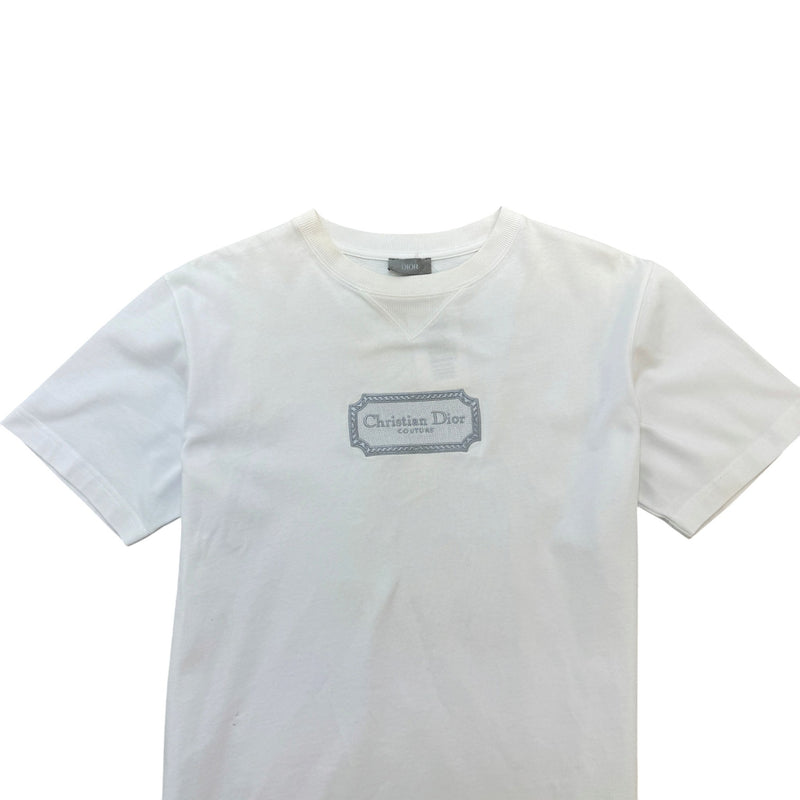 Men's Embroidered Logo T-Shirt White Size S