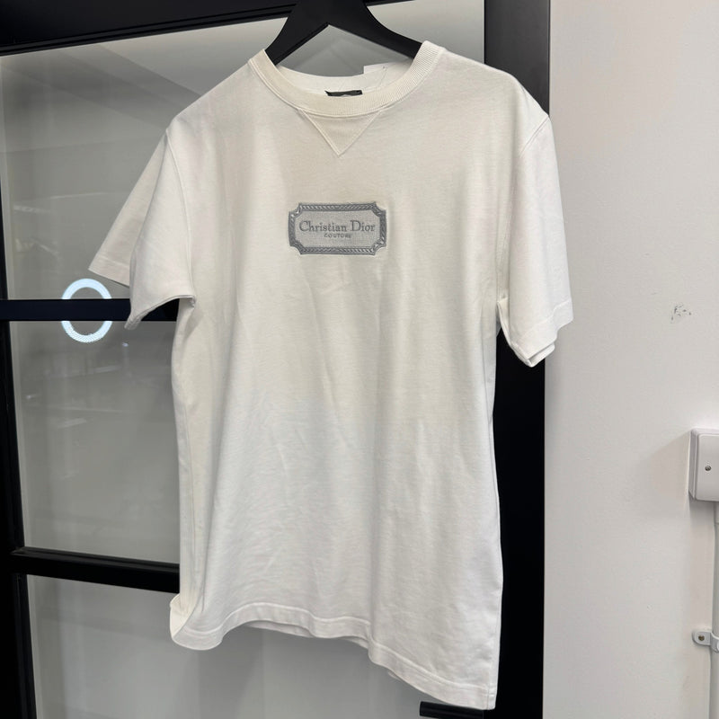Men's Embroidered Logo T-Shirt White Size S