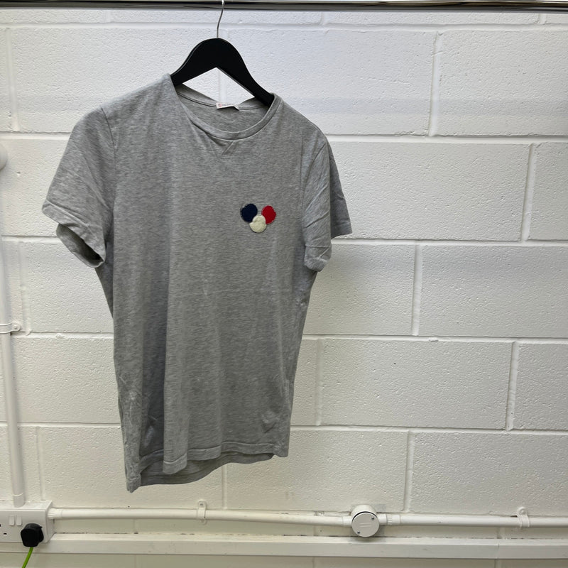 Men's Triple Logo Patch T-Shirt Grey Size M