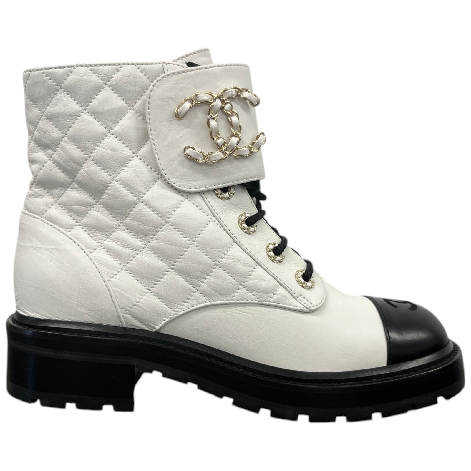 Women's Cc Logo Ankle Boots White Size EU 39.5 / UK 6.5 - Photo 1