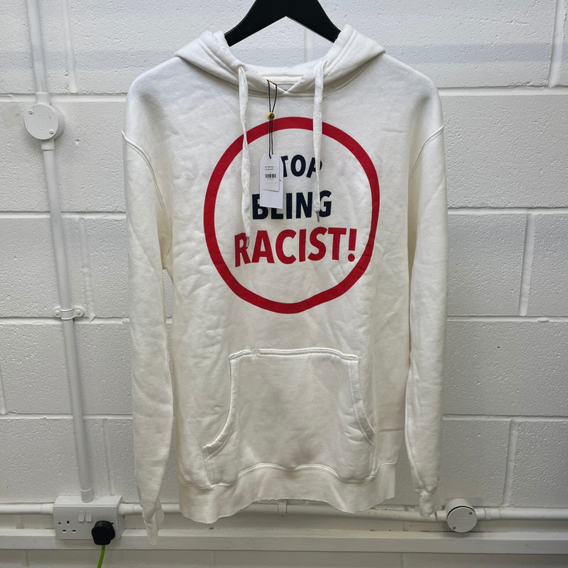 Men's Stop Being Racist Reversible Atk Hoodie White Size L