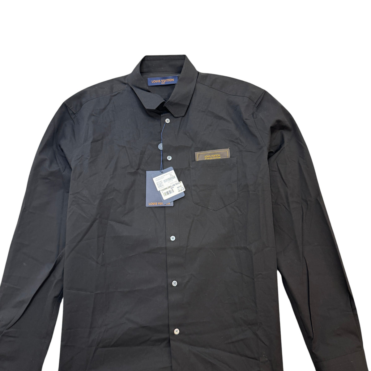 Men's Pocket Logo Long Sleeve Shirt Black Size XXL - Photo 4