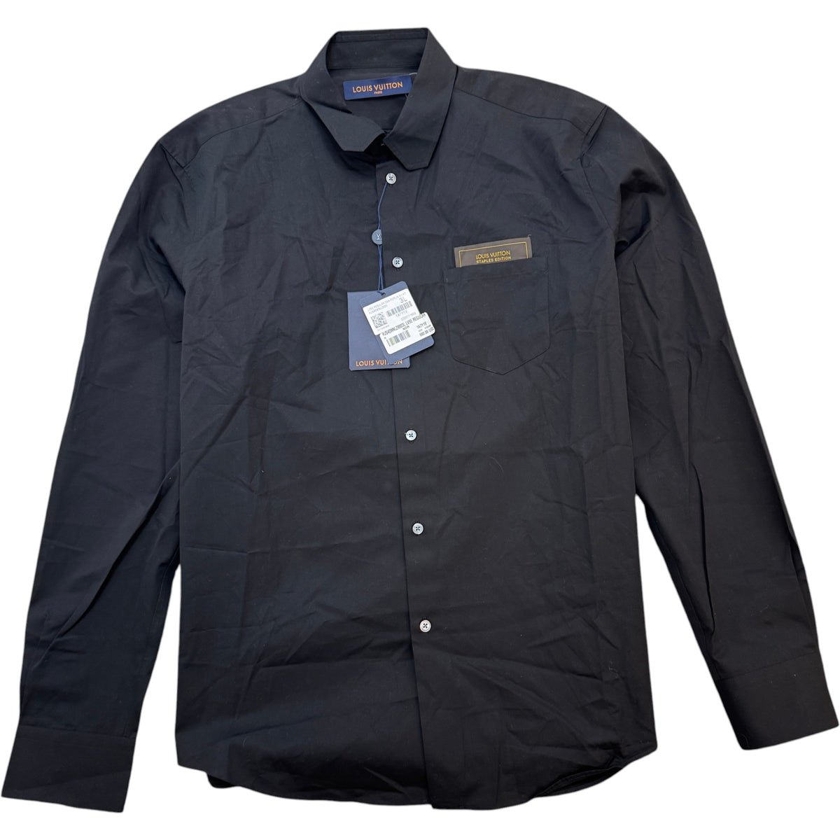 Men's Pocket Logo Long Sleeve Shirt Black Size XXL - Photo 1