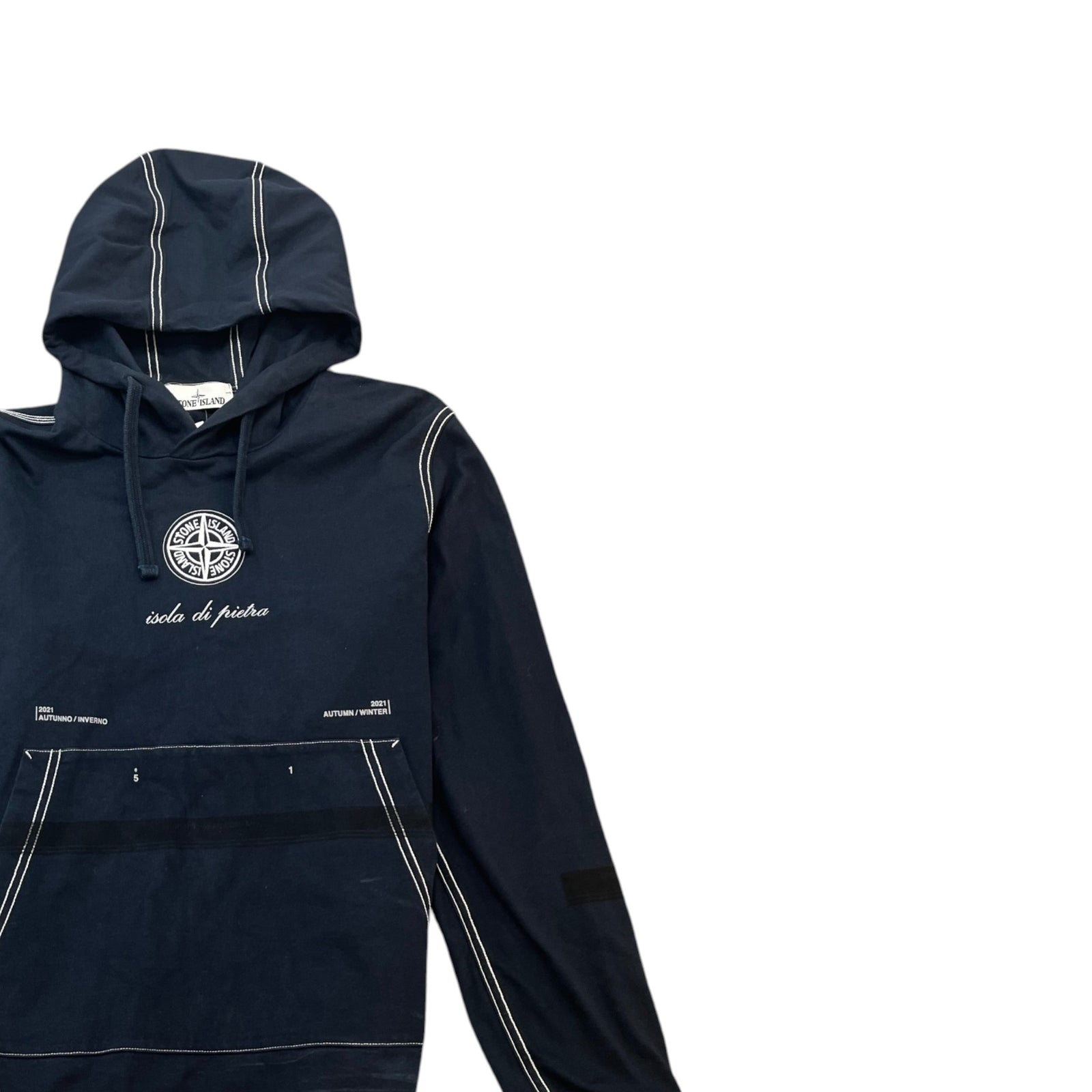 Men's Isola Di Pietra Graphic Hoodie Navy Size L - Photo 3