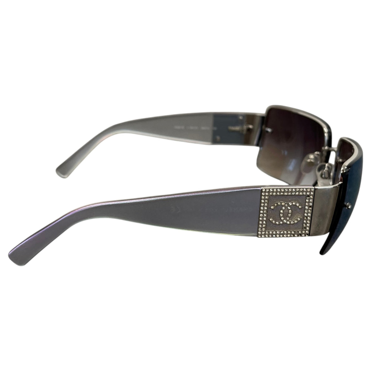 Women's 4095-B Diamante Chunky Shield Sunglasses Silver - Photo 5