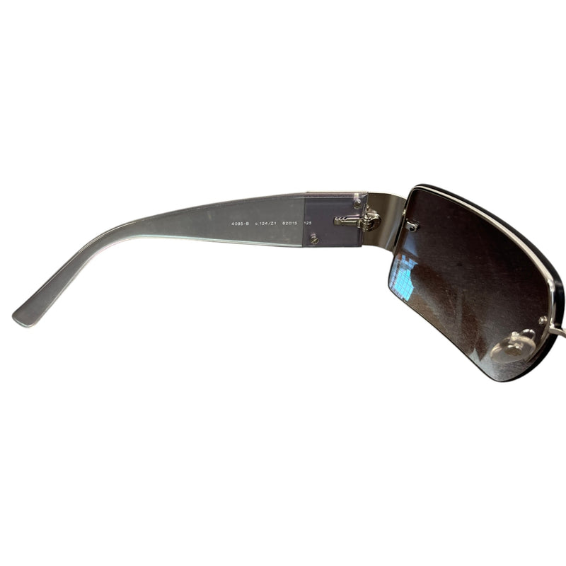 Women's 4095-B Diamante Chunky Shield Sunglasses Silver
