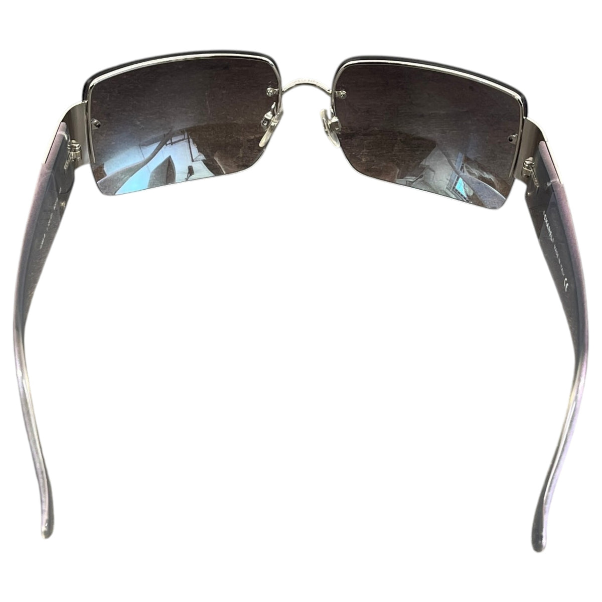 Women's 4095-B Diamante Chunky Shield Sunglasses Silver - Photo 4