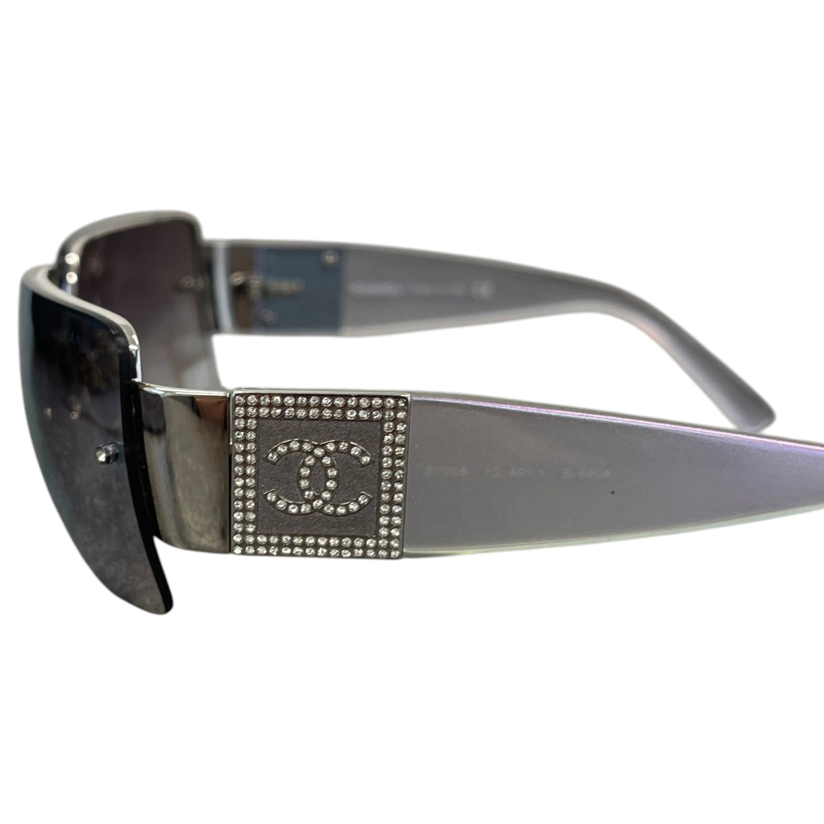 Women's 4095-B Diamante Chunky Shield Sunglasses Silver - Photo 7