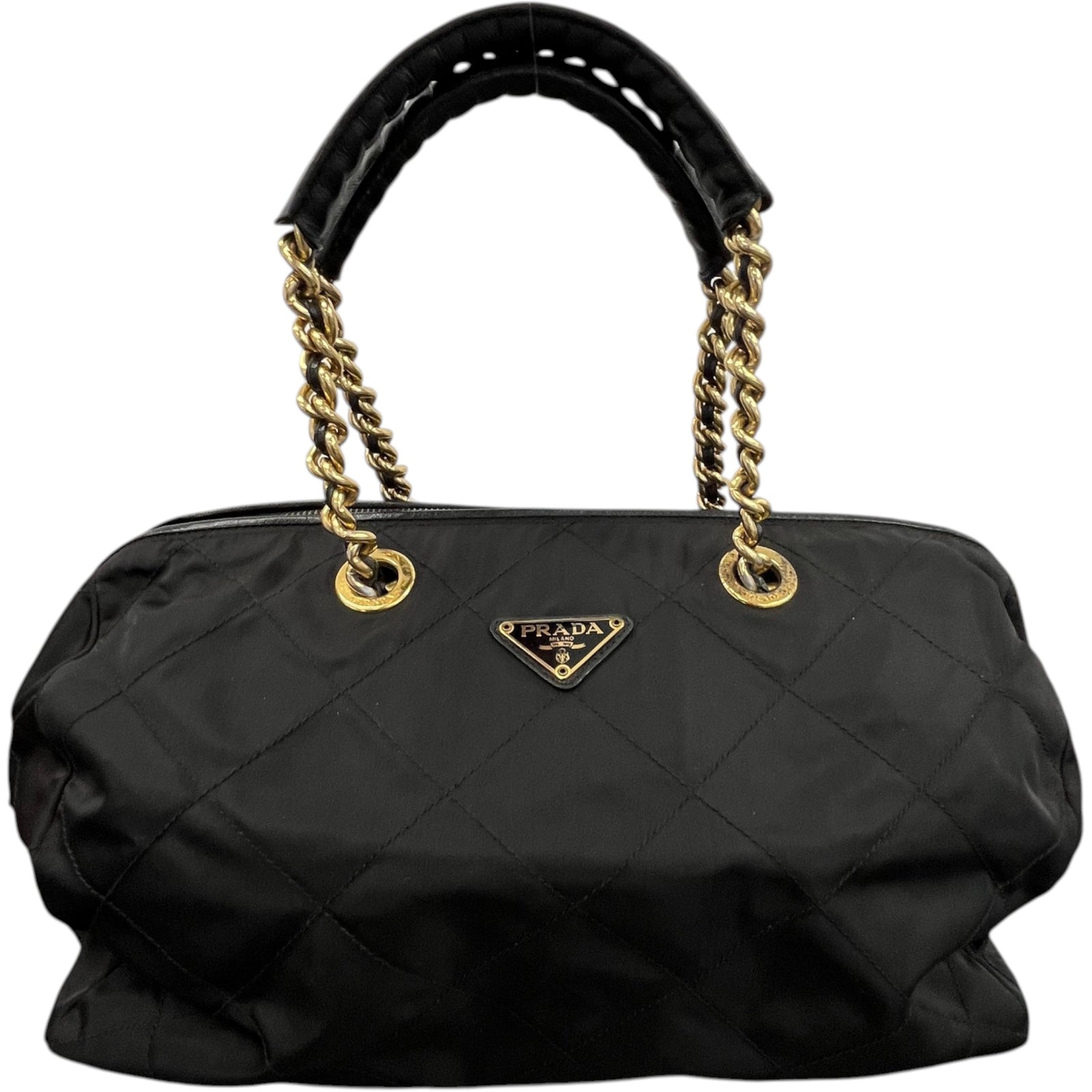 Women's Tessuto Quilted Nylon Boston Handbag Black - Photo 1