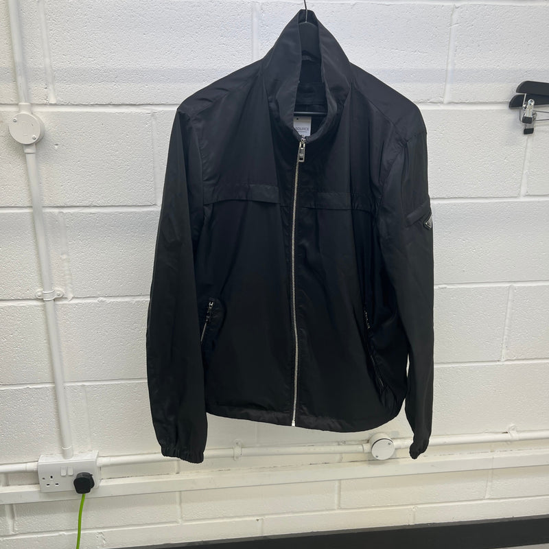 Men's Plaque Logo Nylon Zip Up Jacket Black Size 3XL