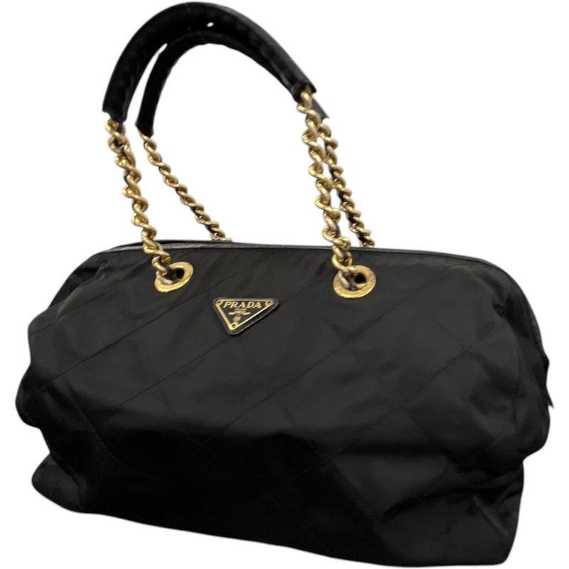 Women's Tessuto Quilted Nylon Boston Handbag Black