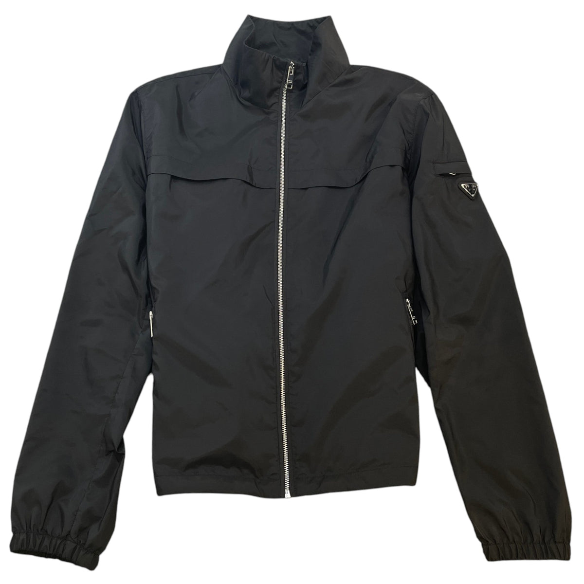 Men's Plaque Logo Nylon Zip Up Jacket Black Size 3XL - Photo 1