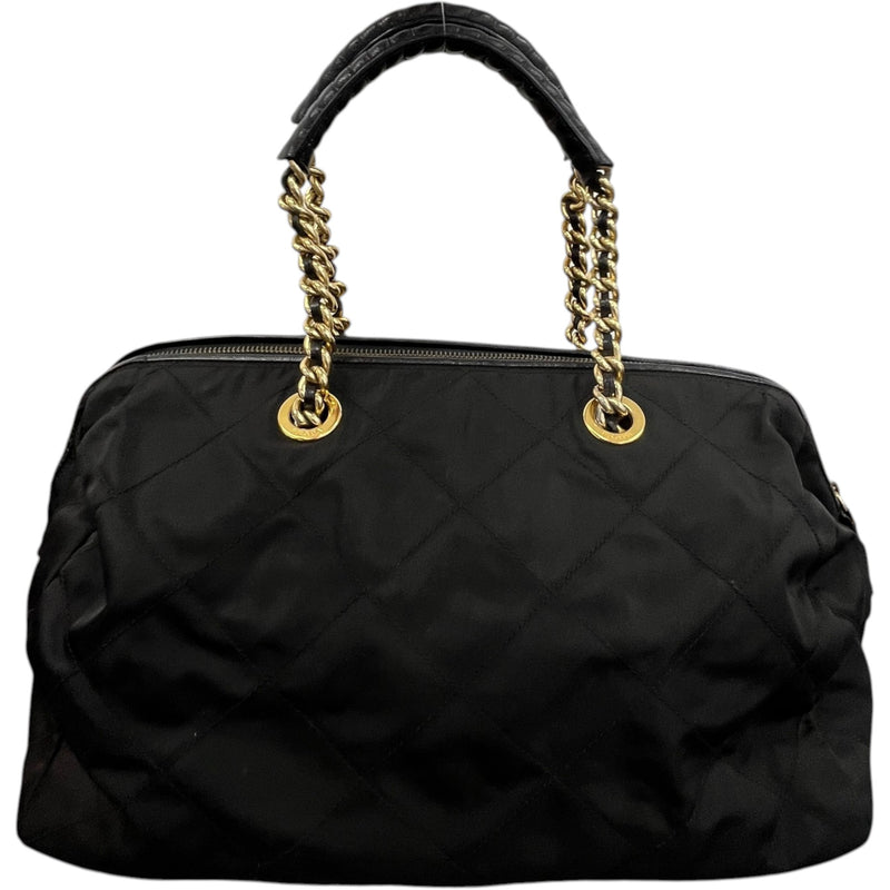 Women's Tessuto Quilted Nylon Boston Handbag Black