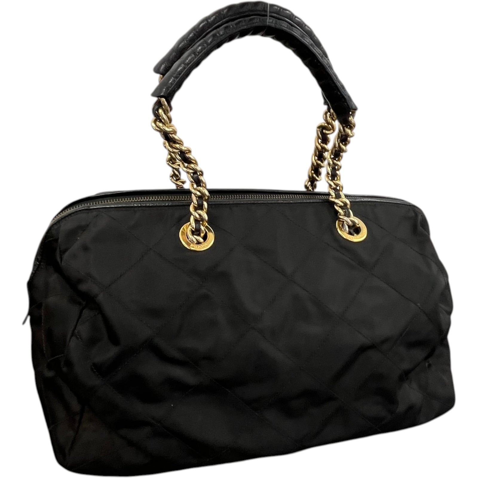 Women's Tessuto Quilted Nylon Boston Handbag Black - Photo 9
