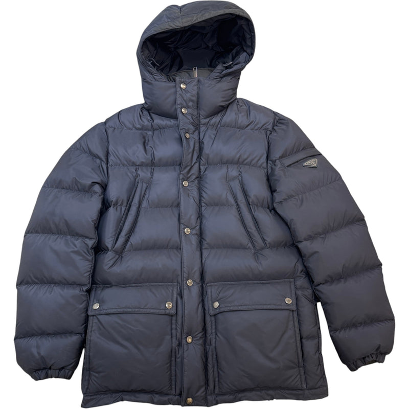 Men's Plaque Logo Down Jacket Navy Size S