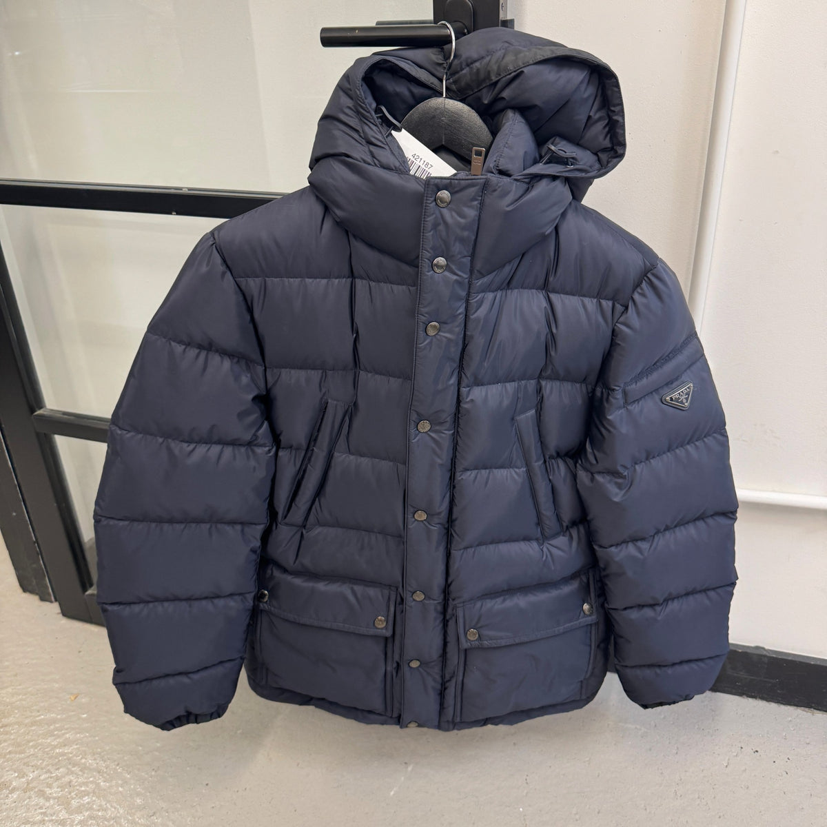 Men's Plaque Logo Down Jacket Navy Size S - Photo 10
