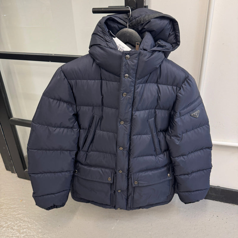 Men's Plaque Logo Down Jacket Navy Size S