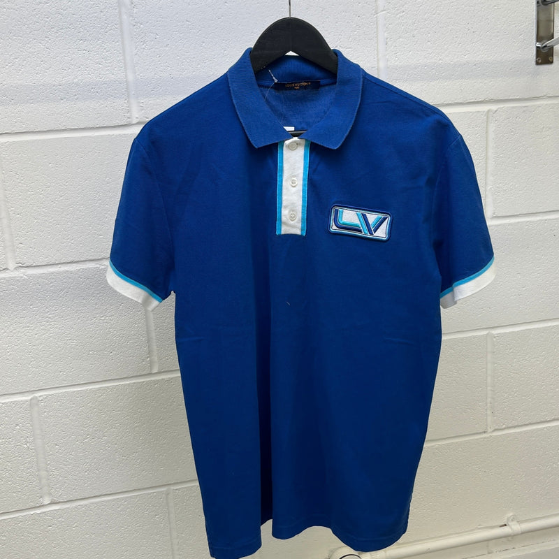 Men's Embroidered Logo Polo Shirt Blue Size M