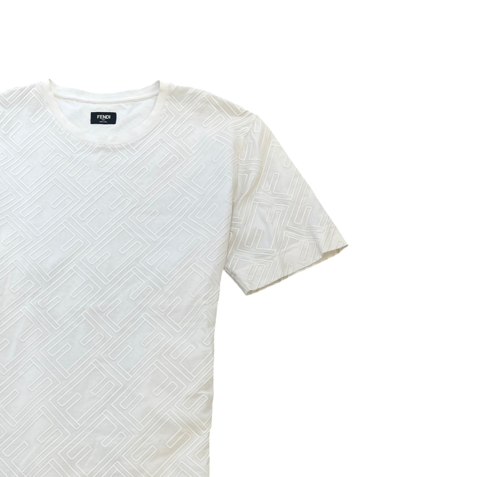 Men's FF Monogram T-Shirt Cream Size S - Photo 3