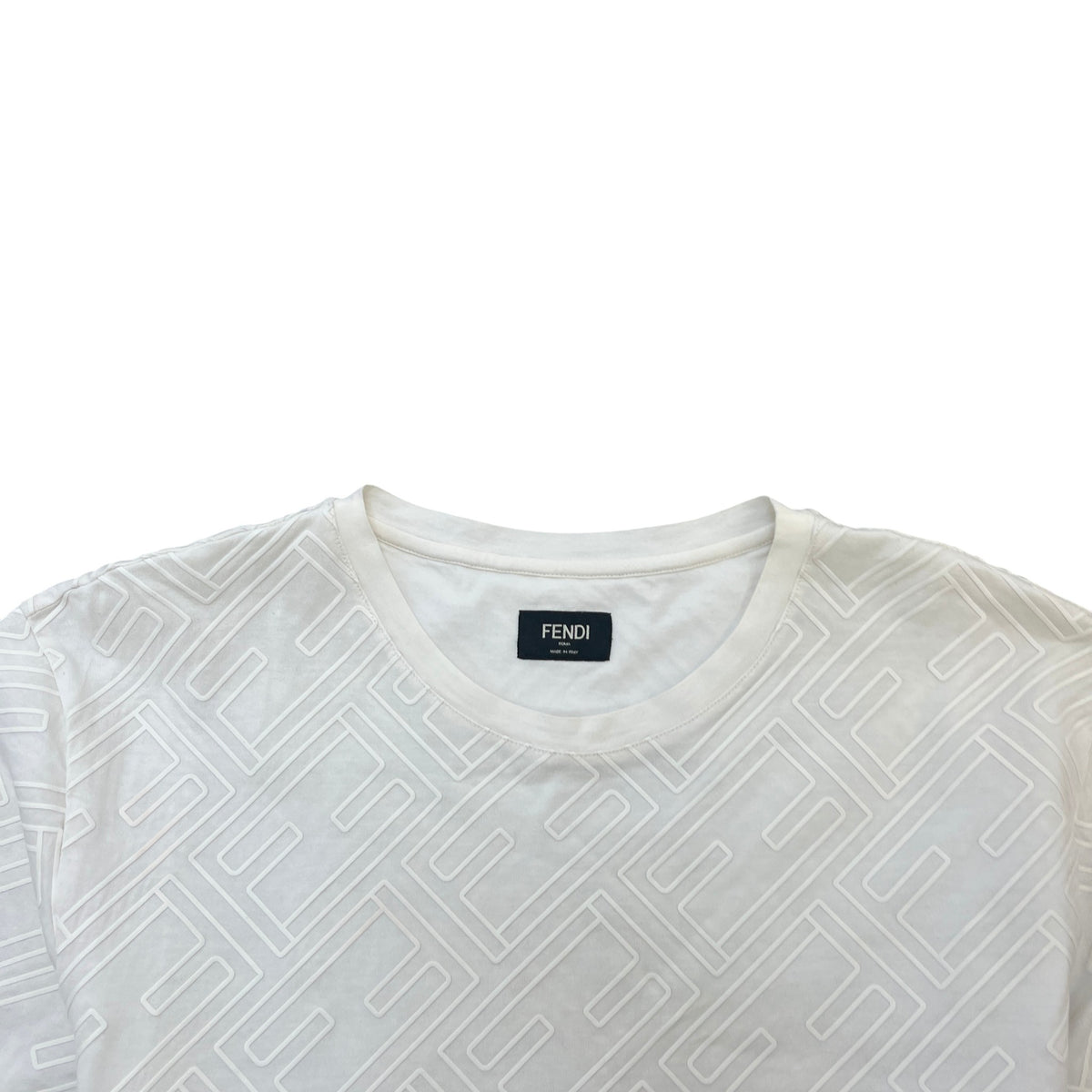 Men's FF Monogram T-Shirt Cream Size S - Photo 5