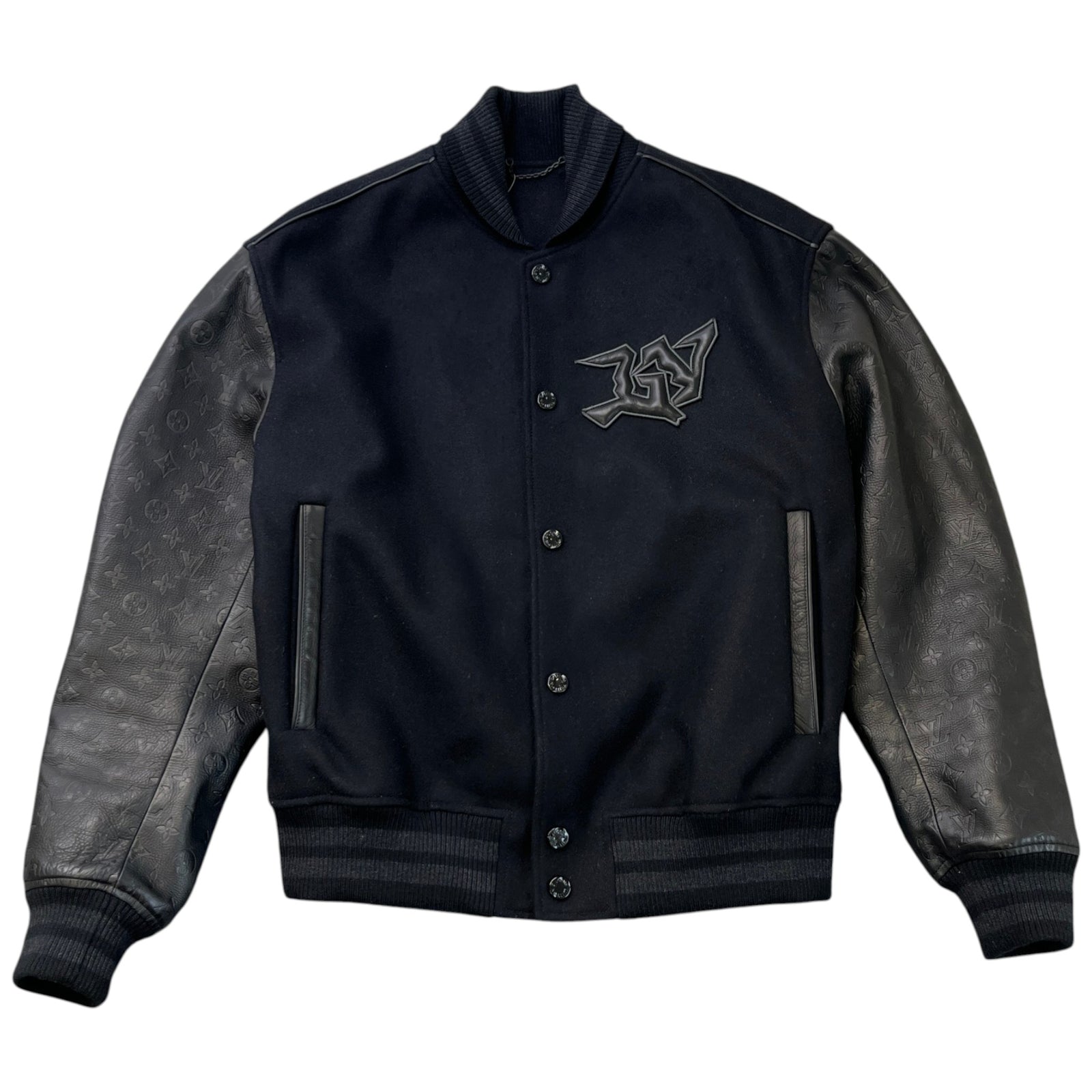 Men's Embossed Monogram Varsity Jacket Black Size IT 52 / XL - Photo 1
