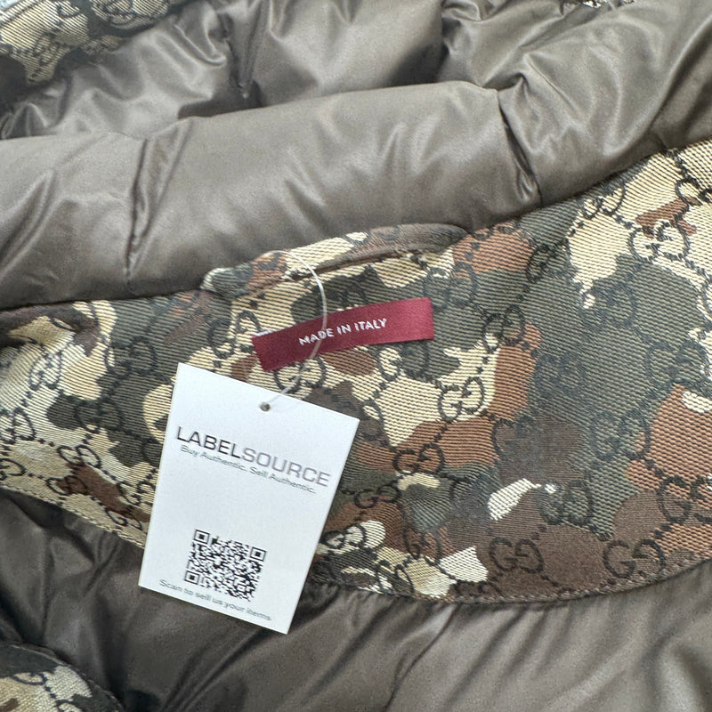 Men's GG Marbled Cotton Jacquard Down Jacket Khaki Size XL