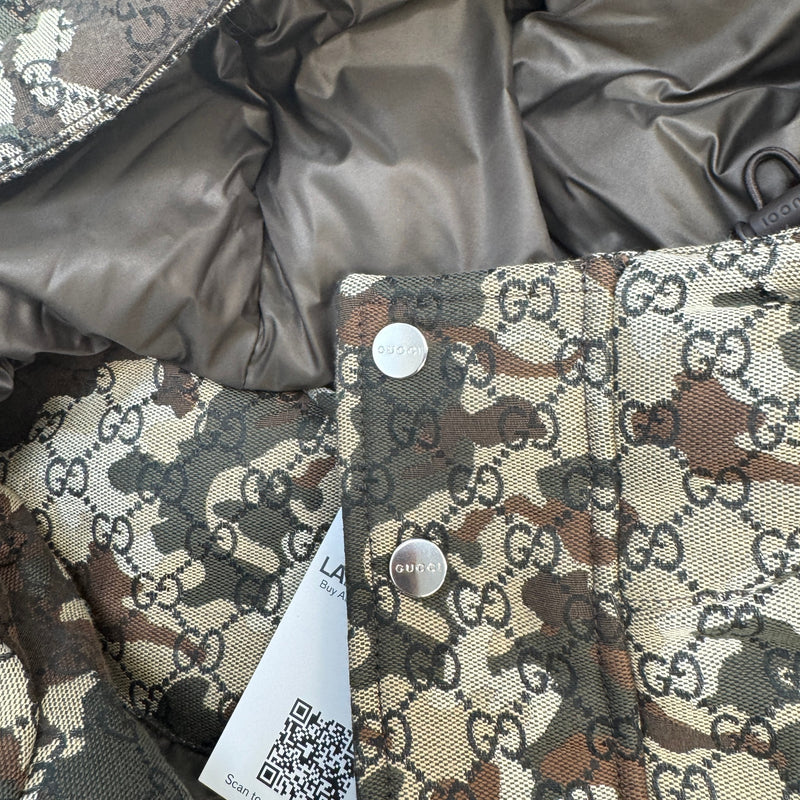 Men's GG Marbled Cotton Jacquard Down Jacket Khaki Size XL
