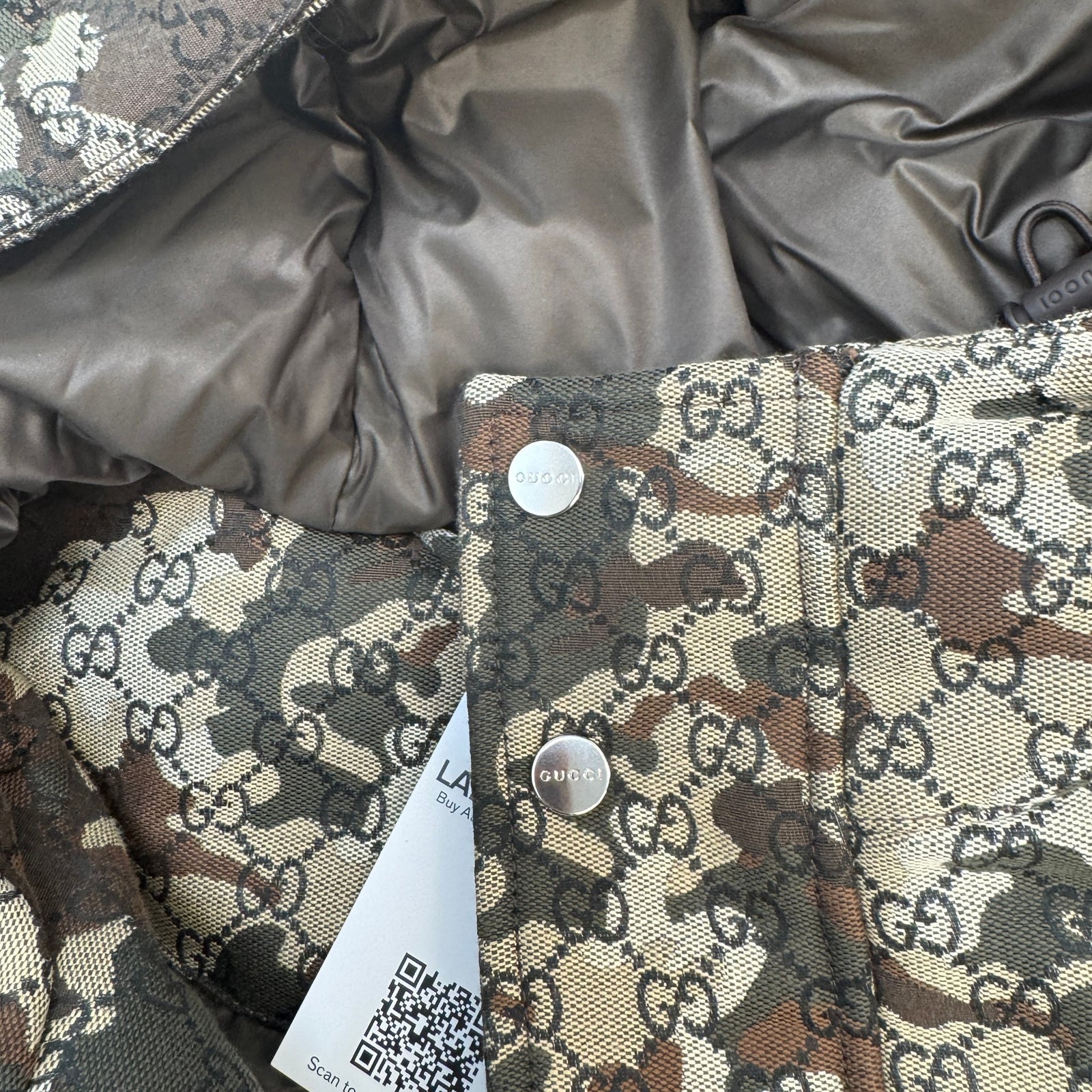 Men's GG Marbled Jacquard Down Jacket Green Size L - Photo 9