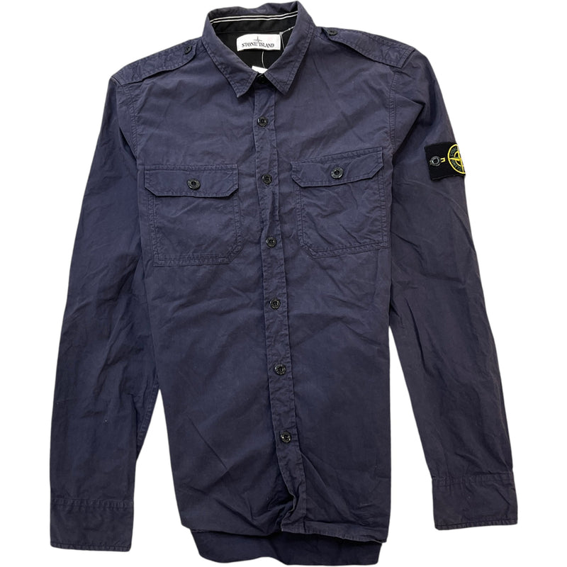 Men's Applique Logo Long Sleeve Shirt Navy Size L