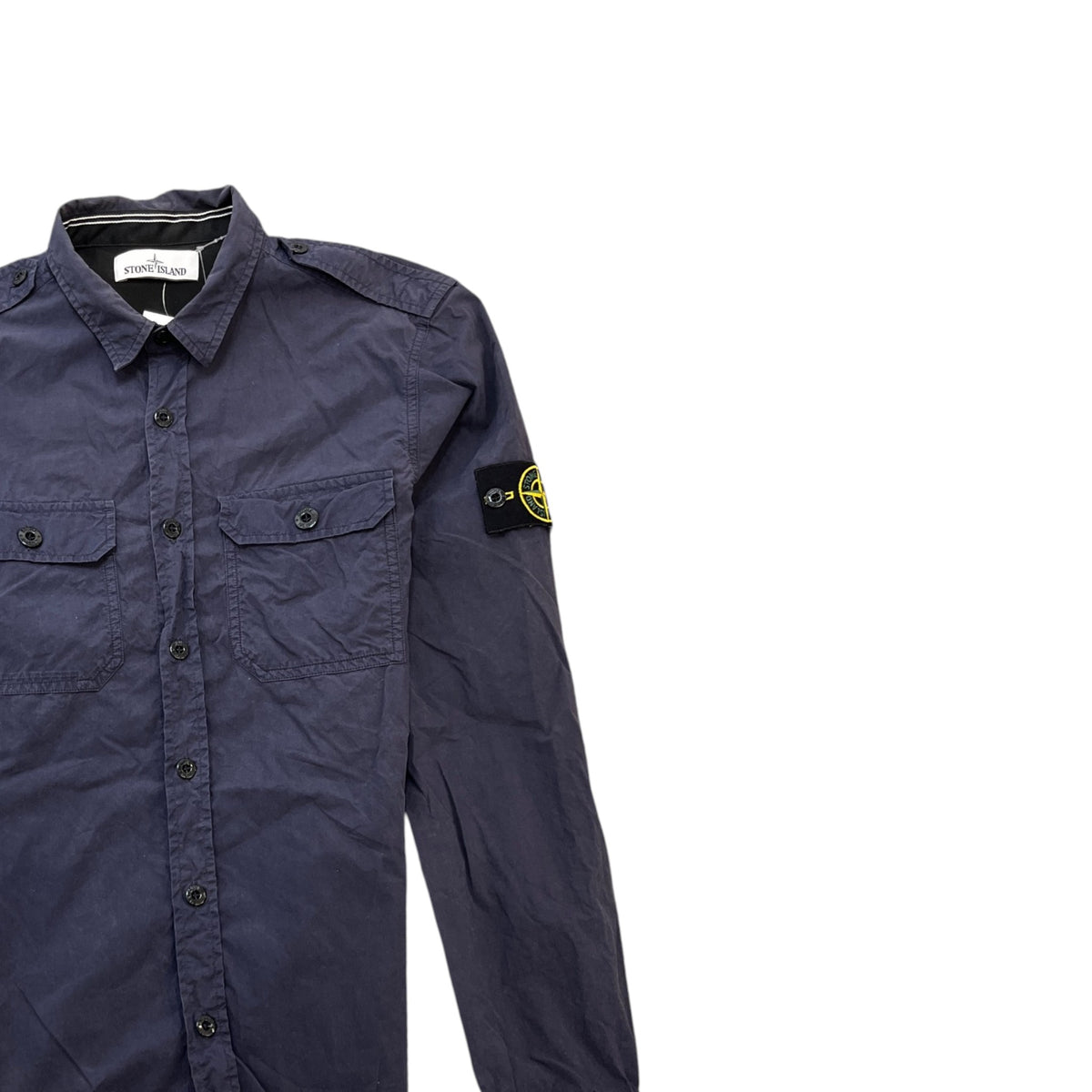 Men's Applique Logo Long Sleeve Shirt Navy Size L - Photo 3