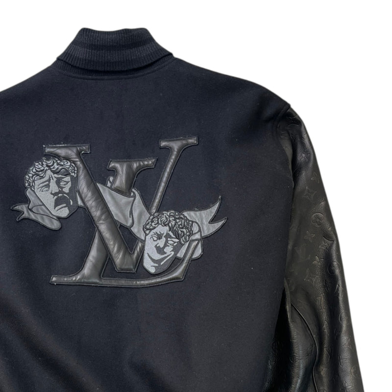 Men's Embossed Monogram Varsity Jacket Black Size IT 52 / XL
