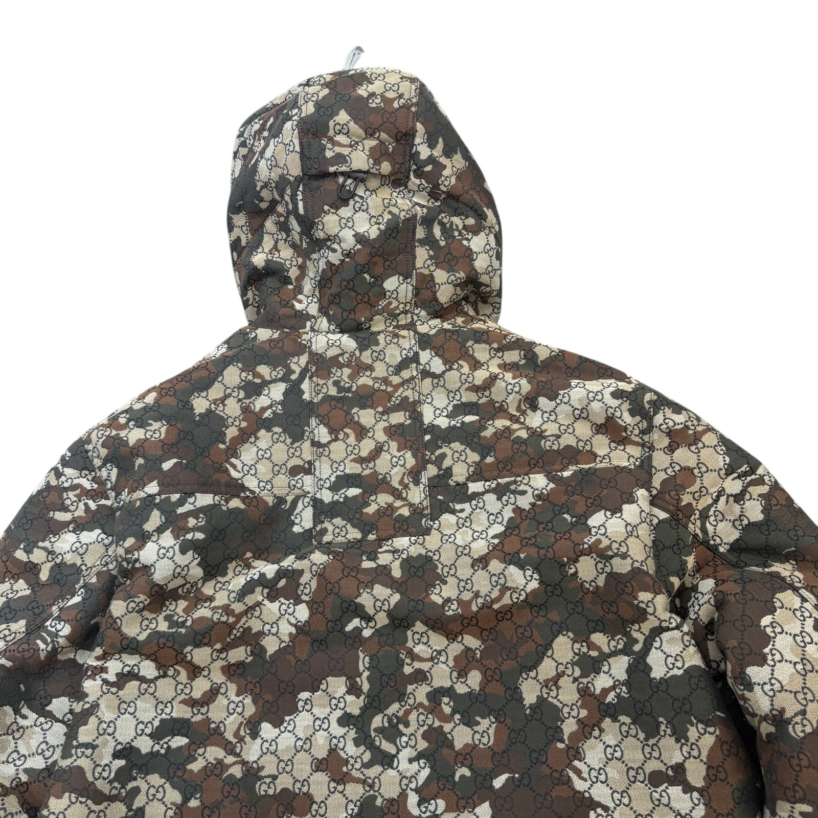 Men's GG Marbled Cotton Jacquard Down Jacket Khaki Size XL - Photo 5